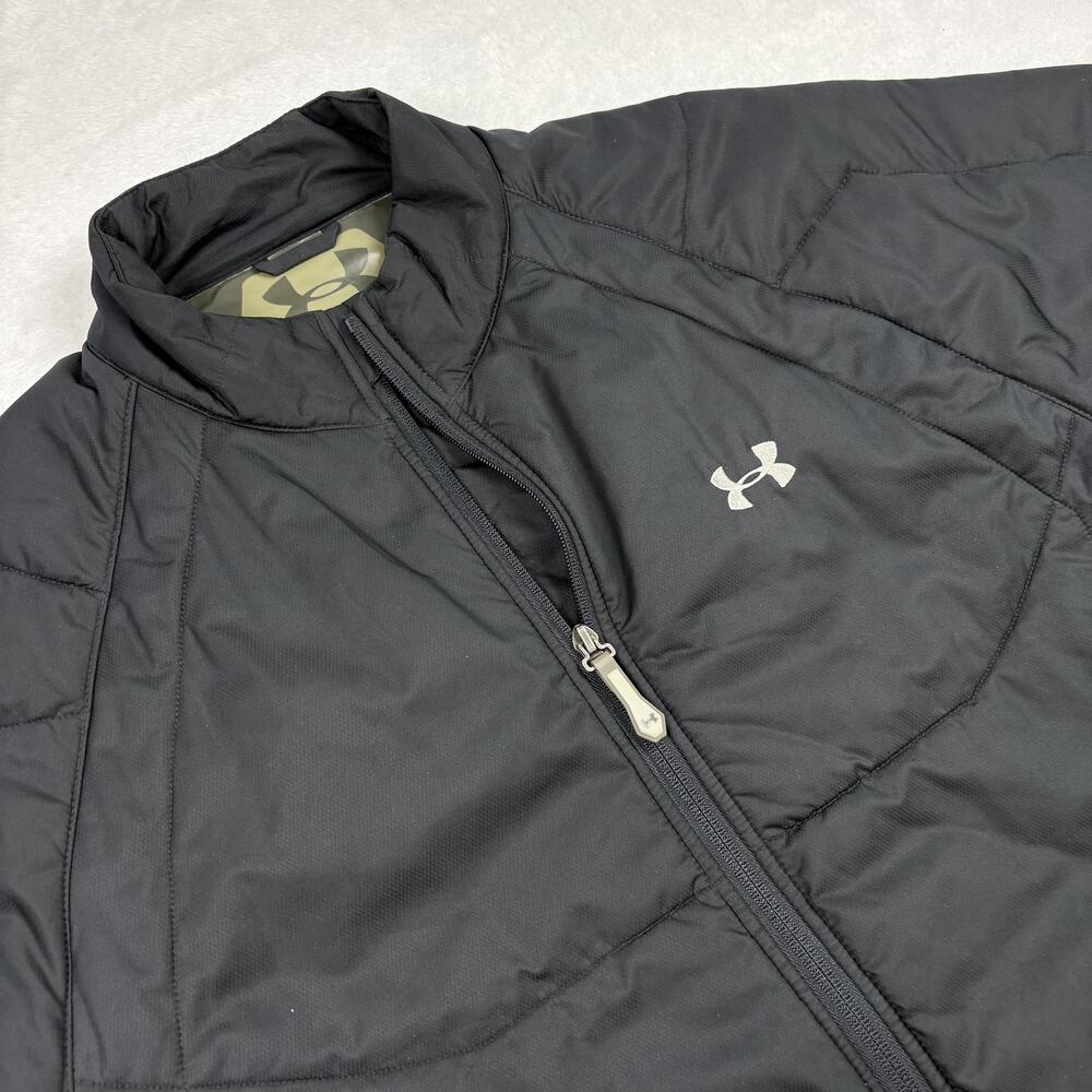 Under Armour Perormance Jacket Mens L Black Hooded Insulated Lined Full Zip